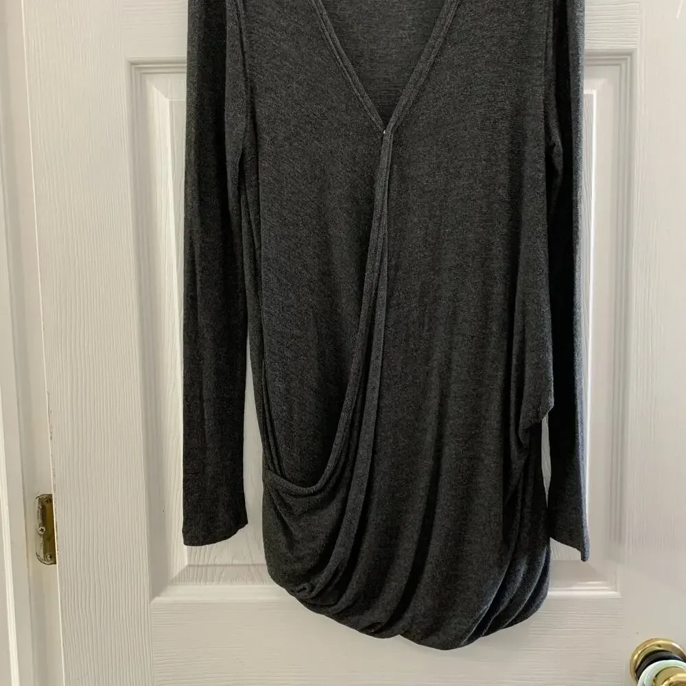Free People We the Free Gray Miss Rose oversized wrap tunic length top small